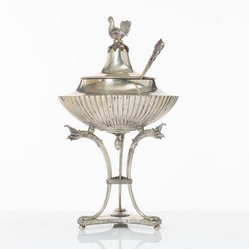 Adolf Zethelius, sockerskål med lock, silver, Stockholm 1813. Empire.