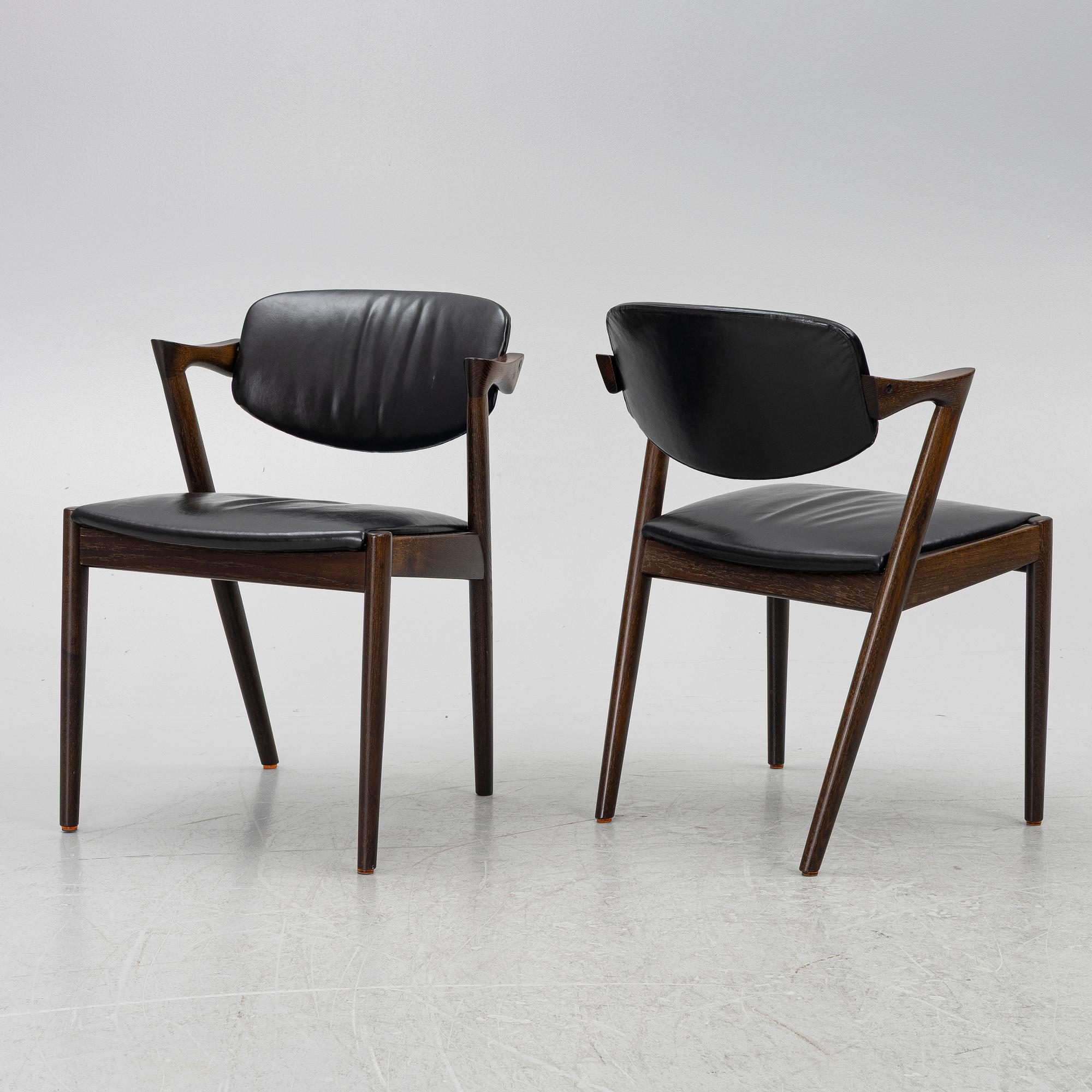 Kai Kristiansen, Four chairs, model 42, Schou Andersen, Denmark, 1950s.