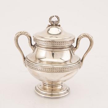 A 20th century sivler sugar bowl marked L Weber, weight 409 grams.