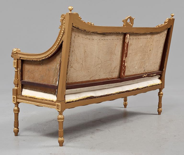 SALONGSGRUPP, 8 delar, Louis XVI-stil, 1900-talets första hälft.