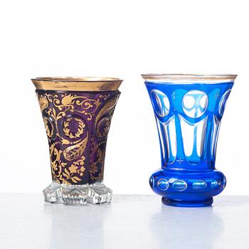 Two Russian cut and gilded beaker glasses, 19th Century.