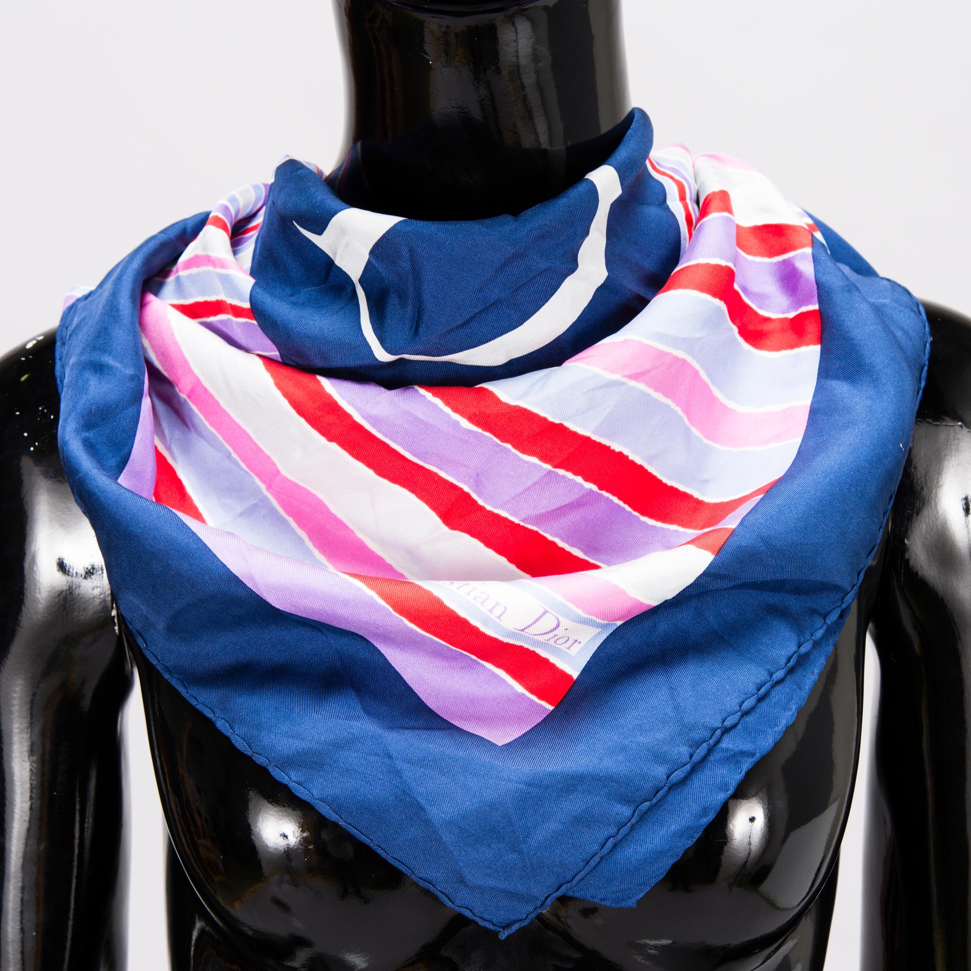 CHRISTIAN DIOR Two Silk Scarfs.