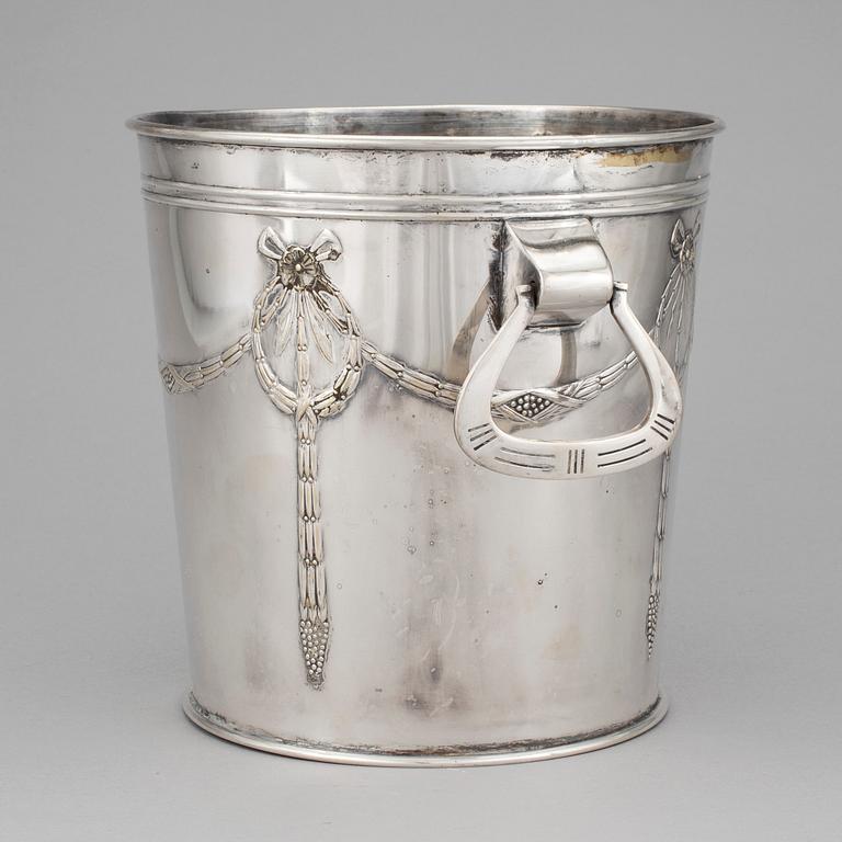 A silverplated art nouveau wine cooler early 20th century.