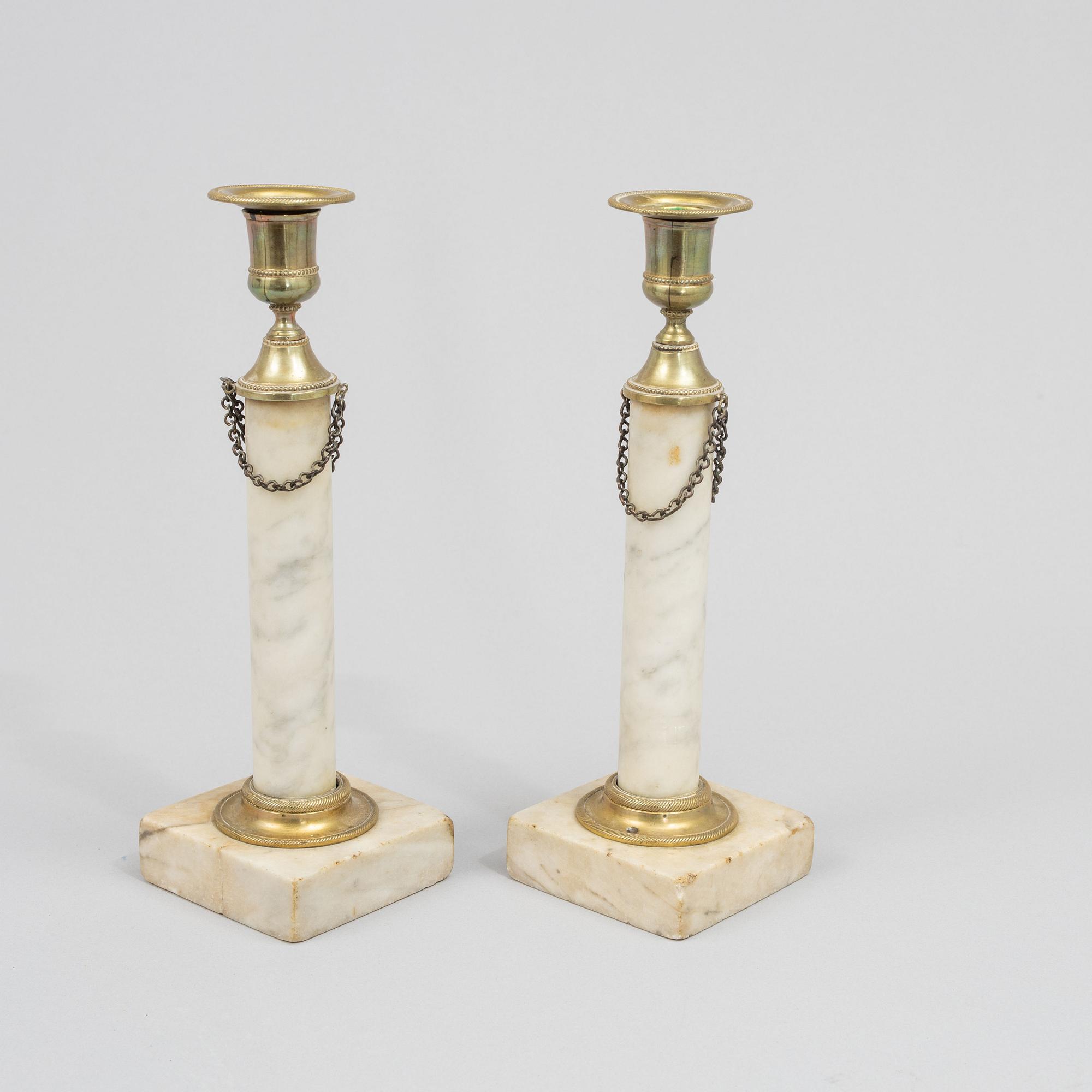 A pair of Gustavian style candle sticks, Sweden, second half of the 19th century.