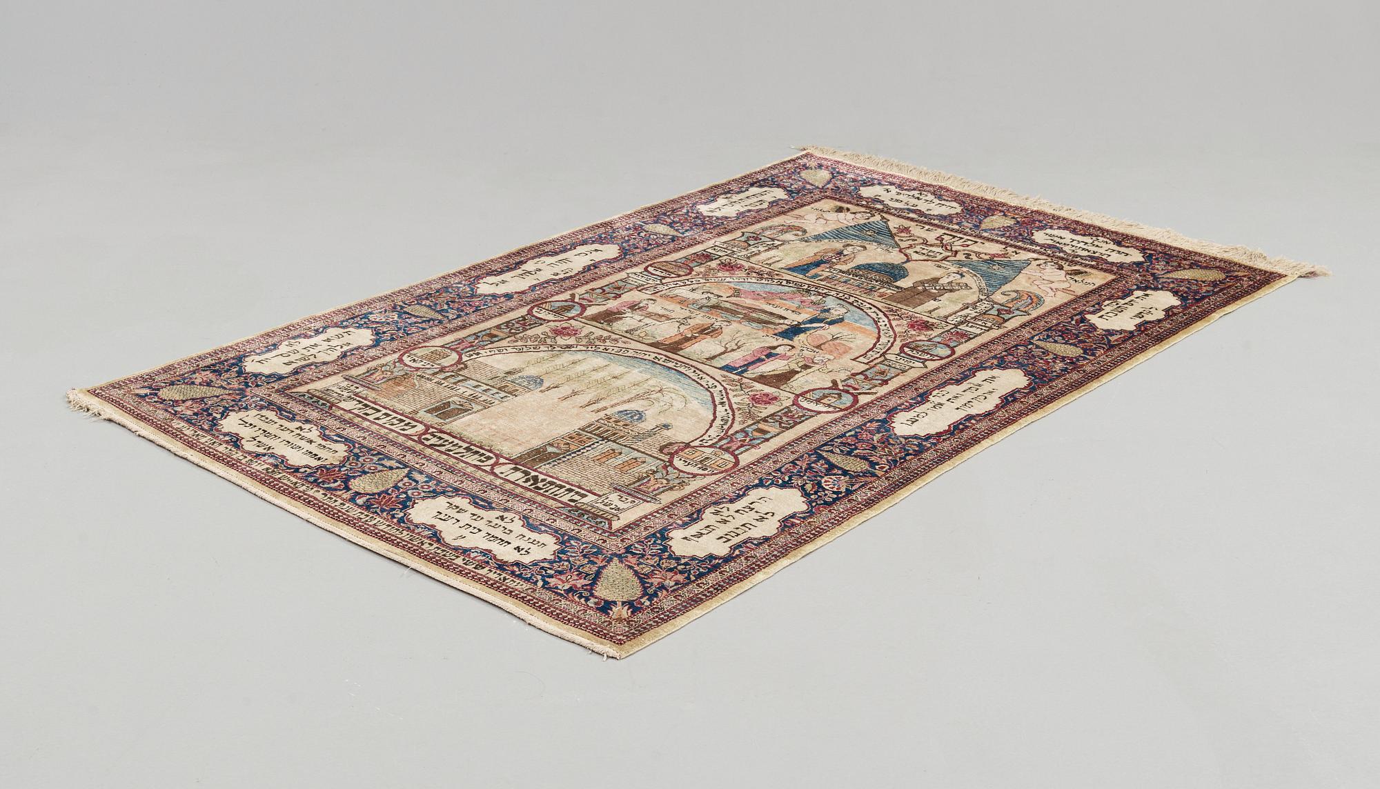 SEMI-ANTIQUE KASHAN FIGURAL PART SILK. 224,5 x 140,5 cm.