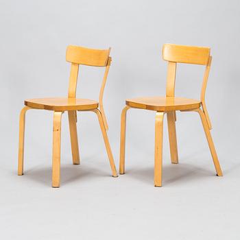 Alvar Aalto, six chairs model 69, Artek, 1950s-60s.