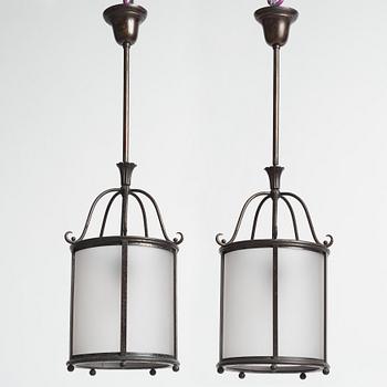 Harald Notini, a pair of ceiling lamps model "6051", Arvid Böhlmarks Lampfabrik, Stockholm, 1920s-30s.