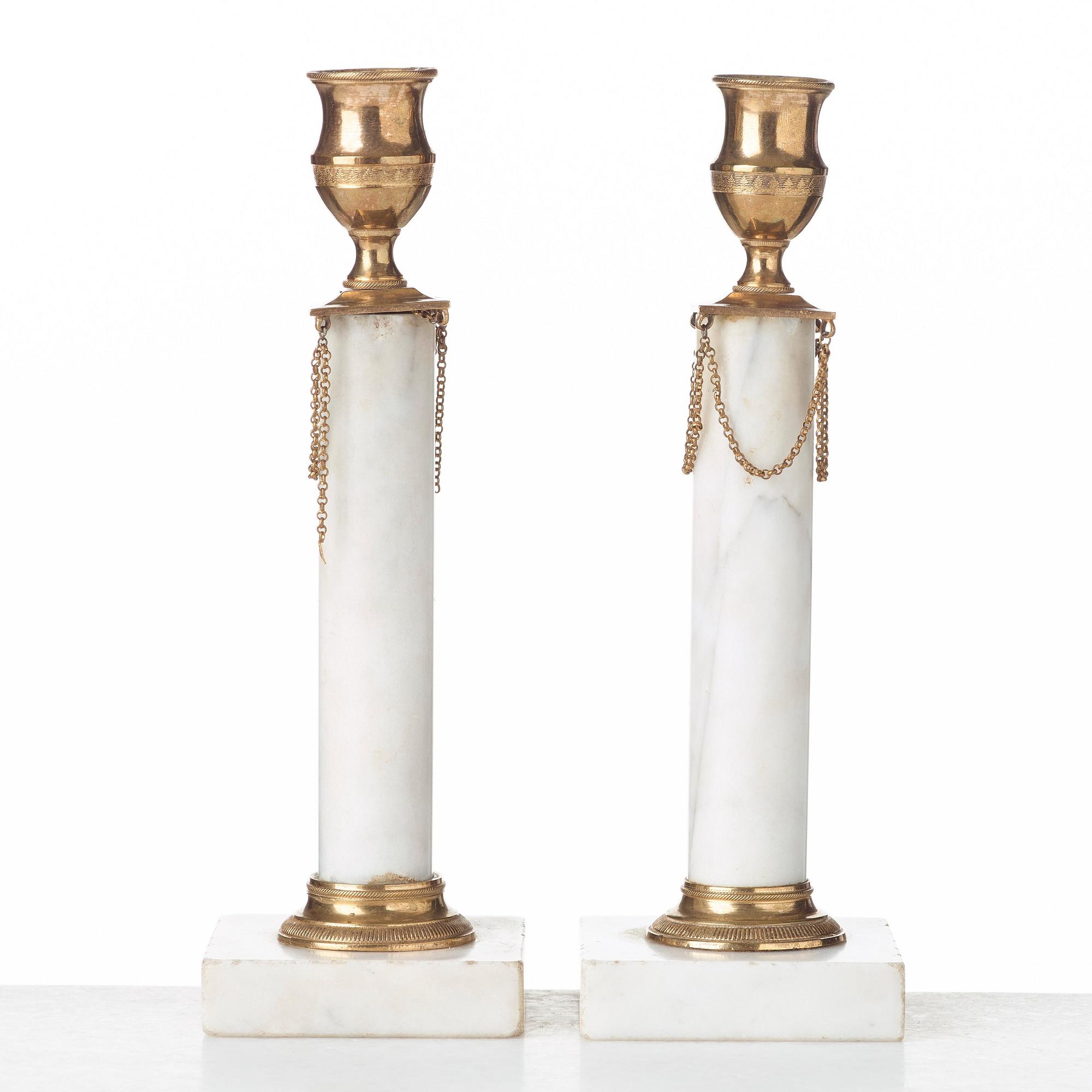 A pair of late Gustavian circa 1800 candlesticks.