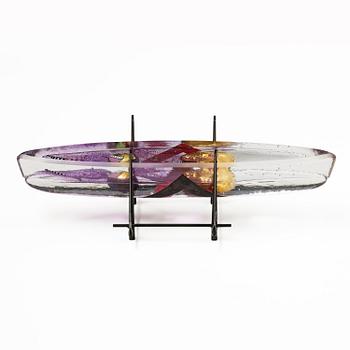 Bertil Vallien, unik skulptur, båt, "Voyage XVII", sandgjutet glas, Kosta Boda.