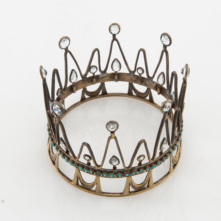 Bride's crown of gilded silver with turquoises and colourless stones, Stockholm 1936.