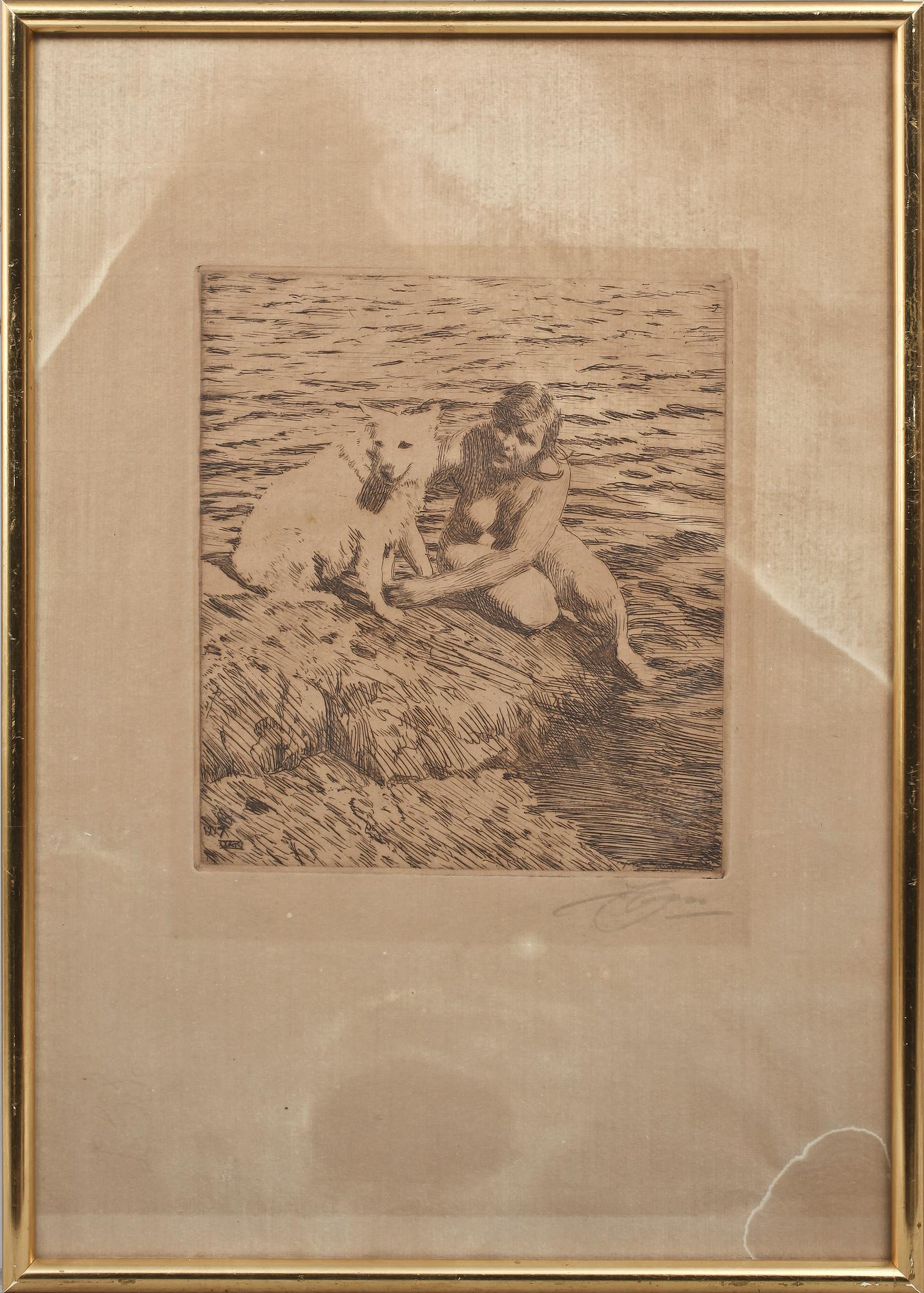 ANDERS ZORN, etsning, "Sappo", sign o dat 1917.