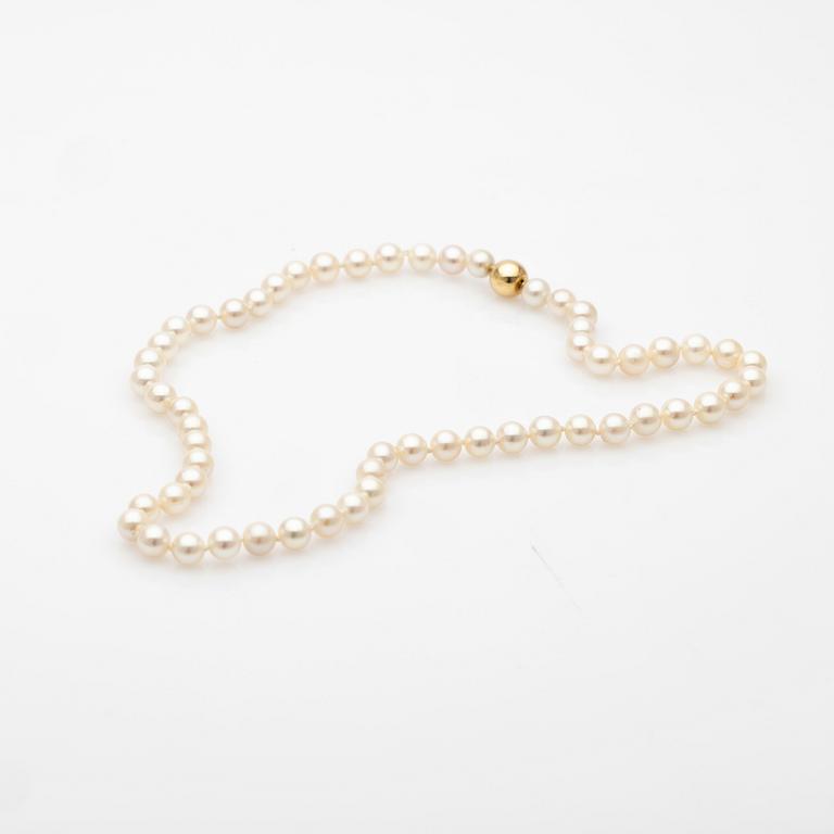 Pearl necklace, clasp in 18k gold.