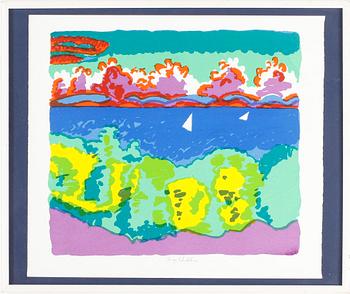 INGE SCHIÖLER, färglitografi, signerad.