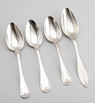 MATSKEDAR, 4 st, silver, 1800-tal, olika modeller. Total vikt ca 186 g.