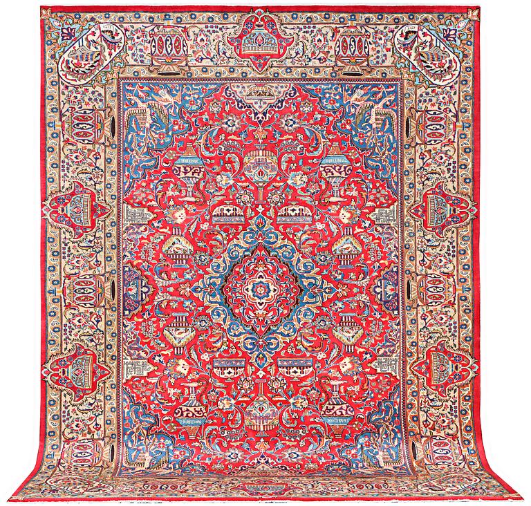 A Kashmar carpet, c. 390 x 298 cm.