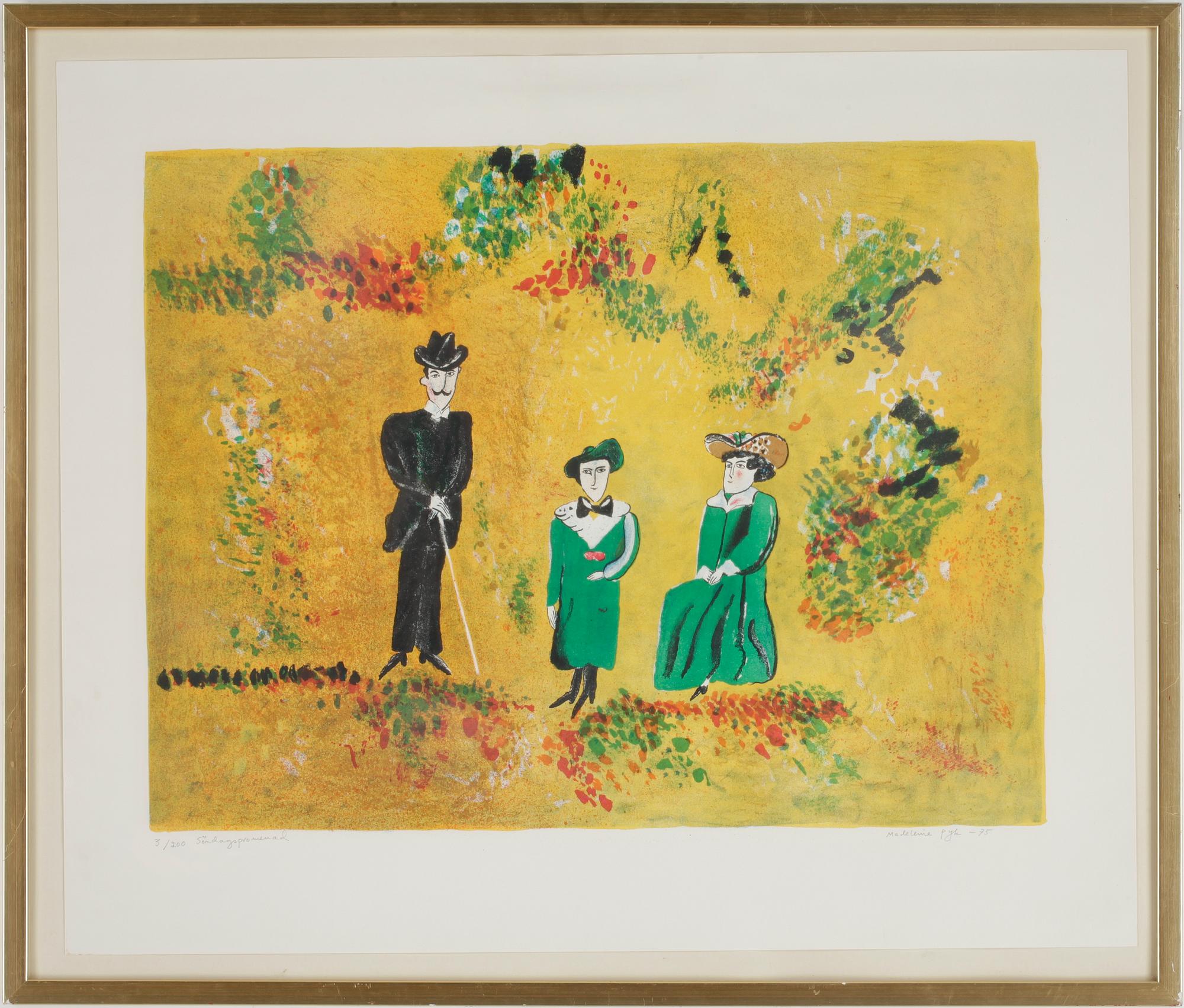 MADELEINE PYK, färglitografi, sign, numr o dat 3/200, -75.