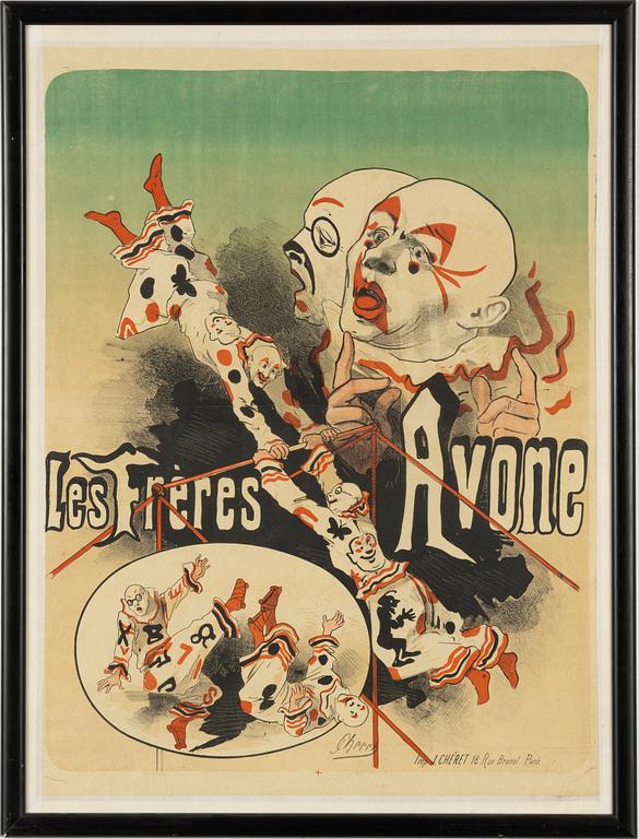 Jules Chéret, a lithographic poster, 'Les Frères Avone', Imp. J. Chéret, Paris, France, 1876.