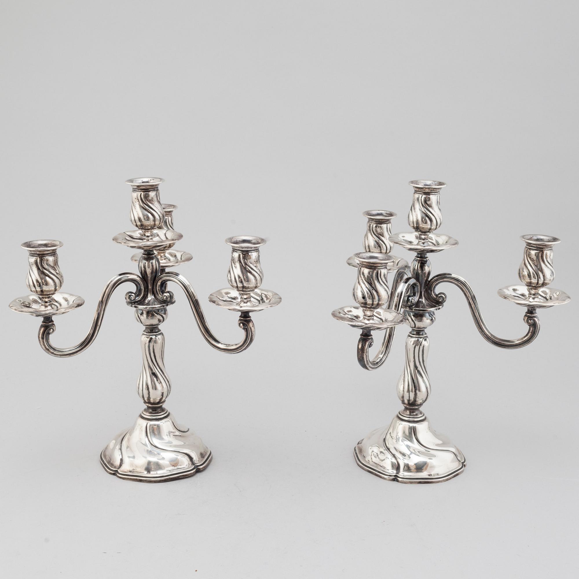 A PAIR OF SILVER CANDELABRA, first half of the 20th century.