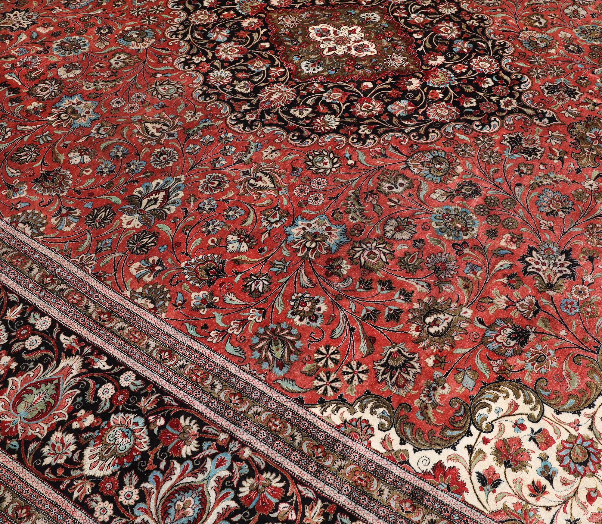 Rug, silk, Ghom, 424 x 307 cm.