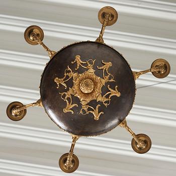 A Swedish Empire 19th century six-light hanging-lamp.