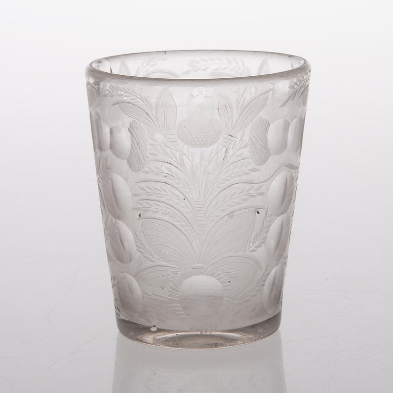 An 18th Century German engraved and cut glass beaker.