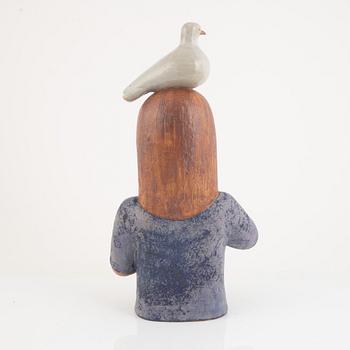 Lisa Larson, a stoneware figurine, "Flicka med duva", Gustavsberg, Sweden.