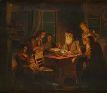 Robert Wilhelm Ekman, attributed to, after Alexander Lauréus, 'Jewish Rabbi Reading the Bible to His Family'.