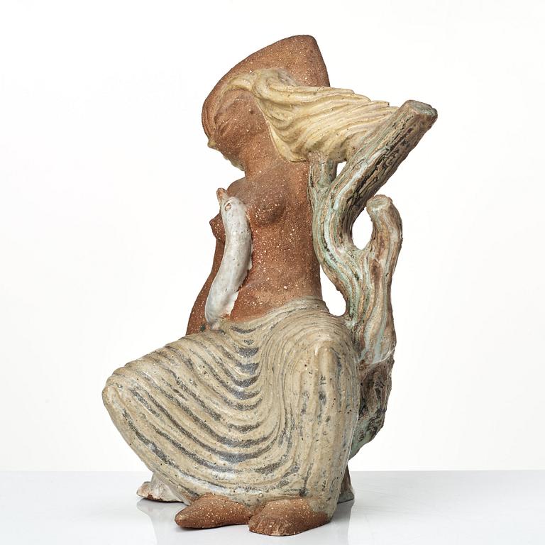 Stig Lindberg, a stoneware sculpture of 'Leda and the Swan', Gustavsberg studio, Sweden 1940's.