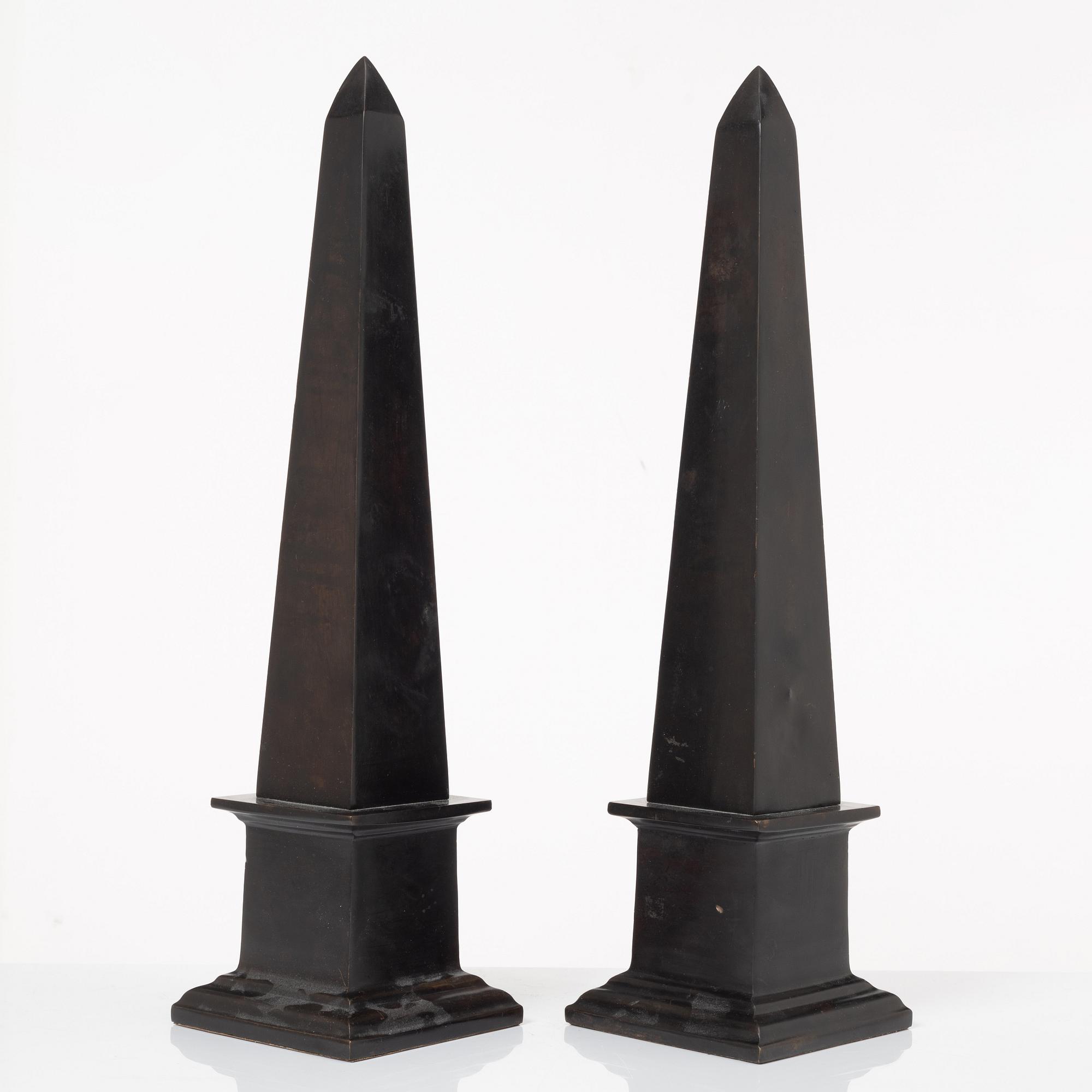 A pair of Obelisks, 20th century.
