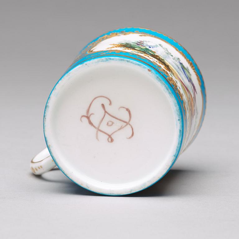 A 'Sèvres' cup and saucer, 18th Century.