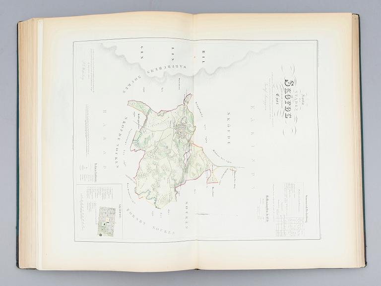 GUSTAF LJUNGGREN, Atlas öfver Sveriges städer jämte deras alla egor och jordar..., 1862. 89 kolorerade kartor.