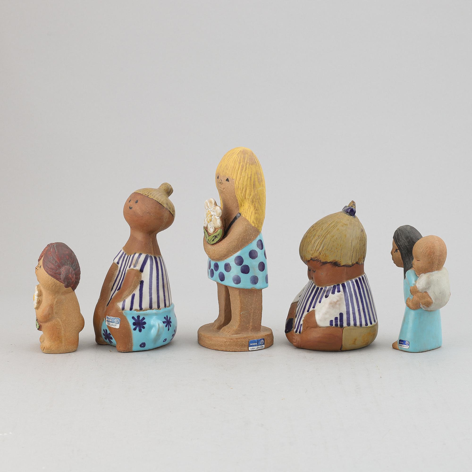 Lisa Larson, a set of five stoneware figurines from Gustavsberg.