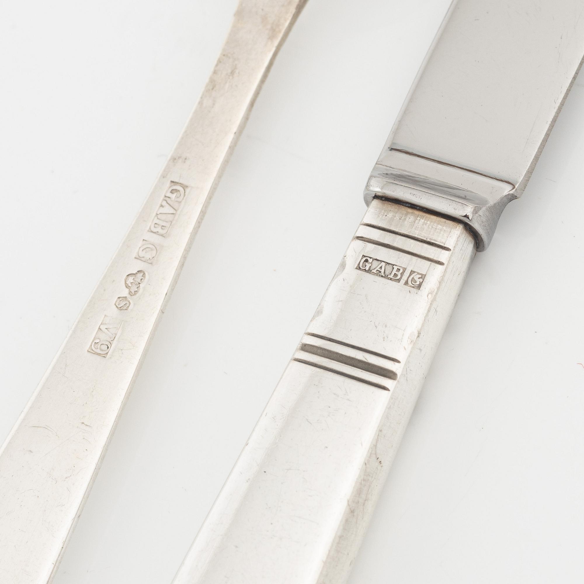 A Swedish 20th century set of 52 pcs of silver cutlery "Rosenholm" mark of J Ängman/GAB Stockholm 1960s ,
