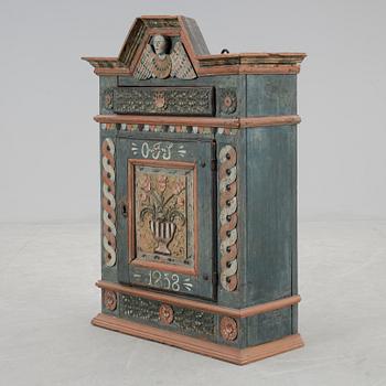 ÄNGLASKÅP, allmoge, Skåne, monogramsignerad och daterad 1832.