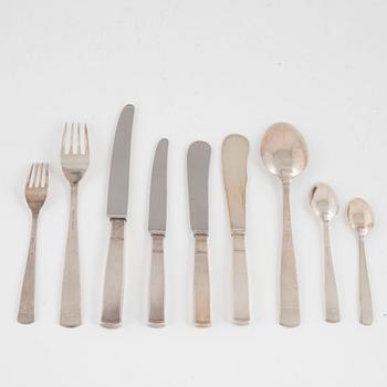 Jacob Ängman, a 64-piece silver flat wear set, "Rosenholm", GAB, Stockholm, Sweden, 1948-1978.