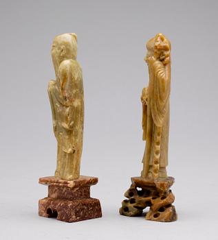 FIGURNER, 2 st, soapstone, Kina 1900-tal.