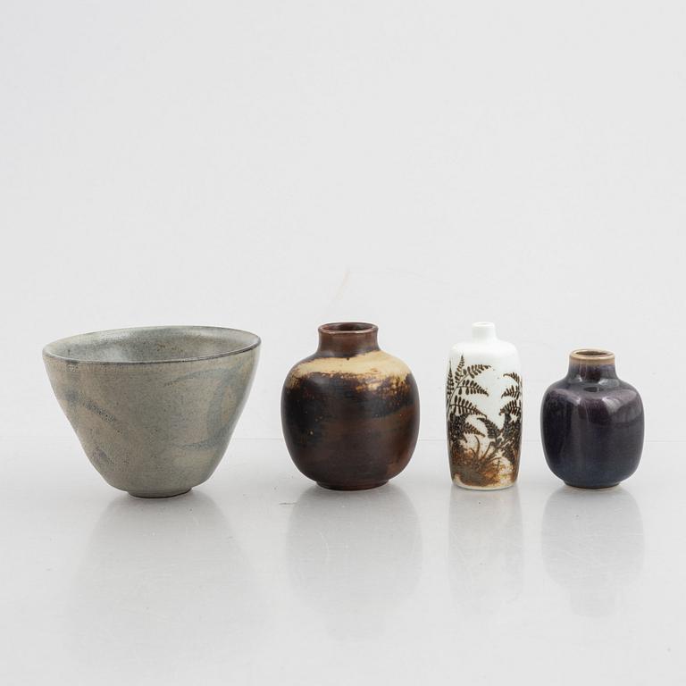 Nils Thorsson, a set of 3 vases and 1 bowl, Royal Copenhagen, Denmark.