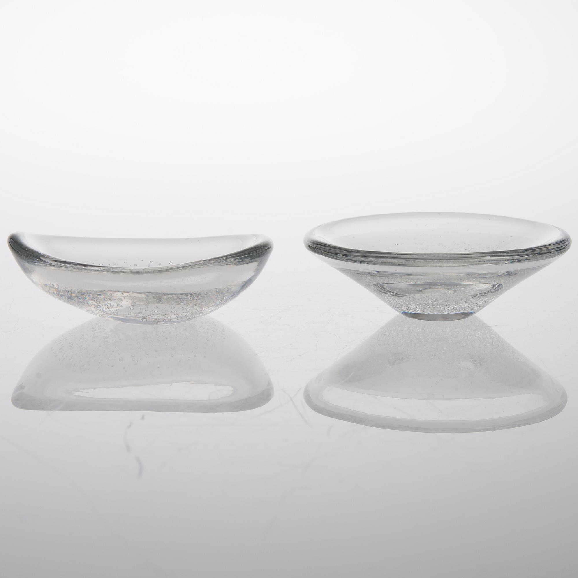 KAJ FRANCK, SKÅLAR, 2 ST, glas, signerade K.Franck Iittala.