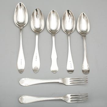 PARTI SILVERBESTICK, 15 delar, bla Zethelius, Stockholm. 1700-1900-tal. Totalt ca 672 gram.