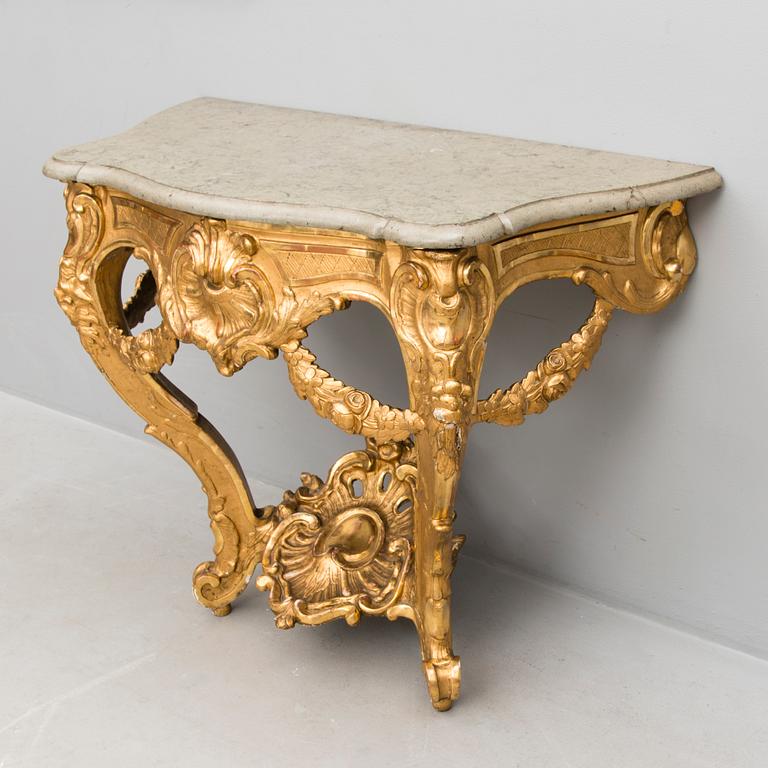 A Swedish Rococo 18th century console table by Adam Flodin, master 1758.