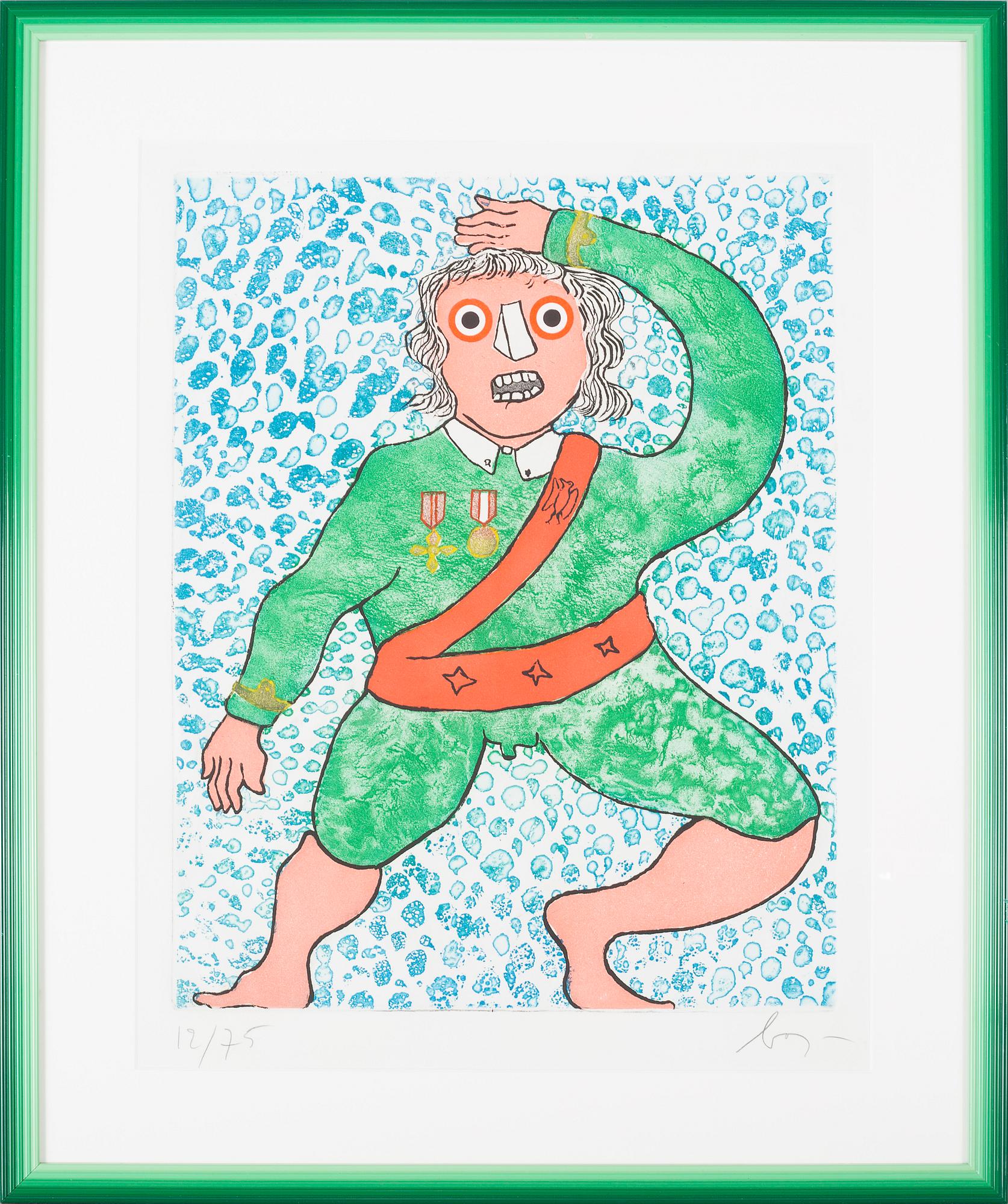 ENRICO BAJ, färgetsning, signerad och numrerad 12/75.