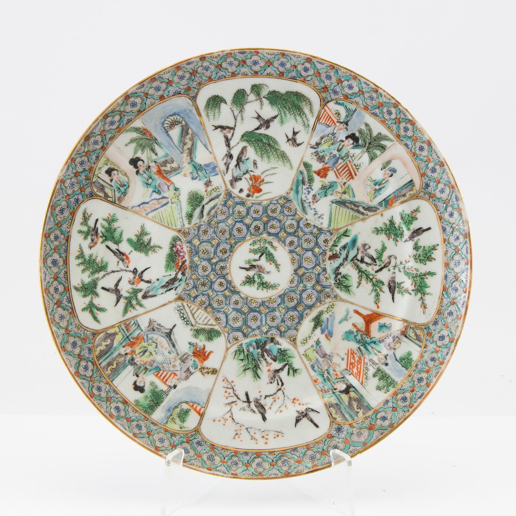 A Chinese Canton enamelled tray and plate, late Qing dynasty.