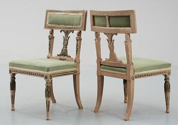 Four late Gustavian circa 1800 chairs.