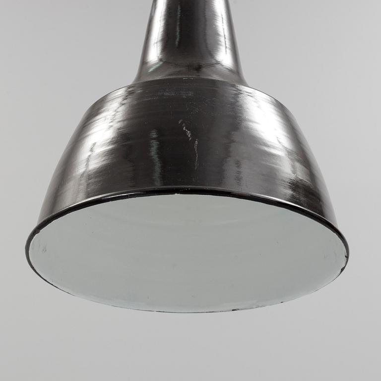 A mid 20th century metal ceiling light. Height ca 55 cm.