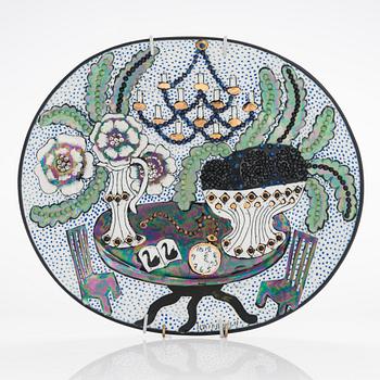 Birger Kaipiainen, a decorative stoneware dish, marked  Kaipiainen, Arabia.