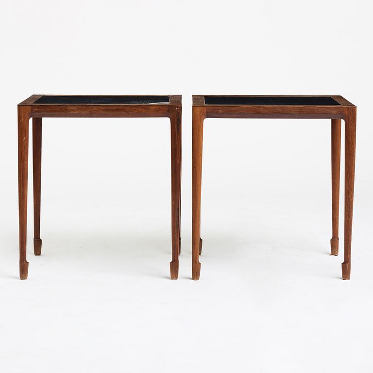 BERNT PETERSEN, a pair of rosewood veneered side tables from Wörts Möbelfabrik, Denmark, 1950's.