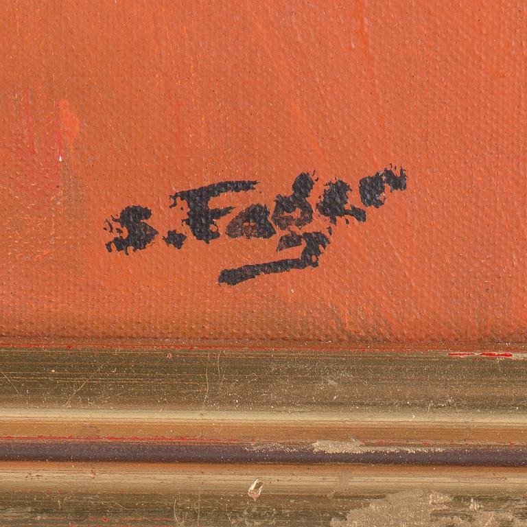 SIXTEN FAGER, olja duk, signerad.