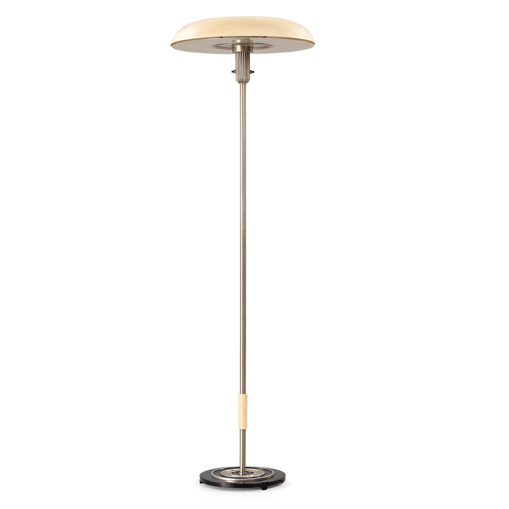 Harald Elof Notini, a white metal floor lamp, Böhlmark's, Stockholm 1930's.
