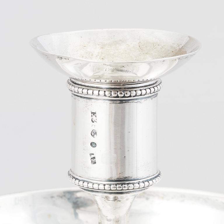 Adolf Zethelius, nattljusstakar, ett par, silver, Stockholm 1816.