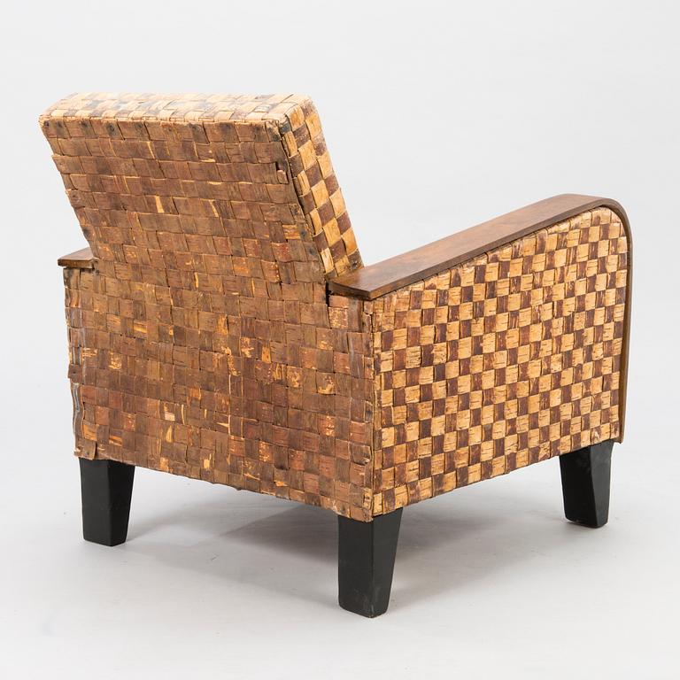 CHAIR, Birch bark upholster, 1940s-50's.